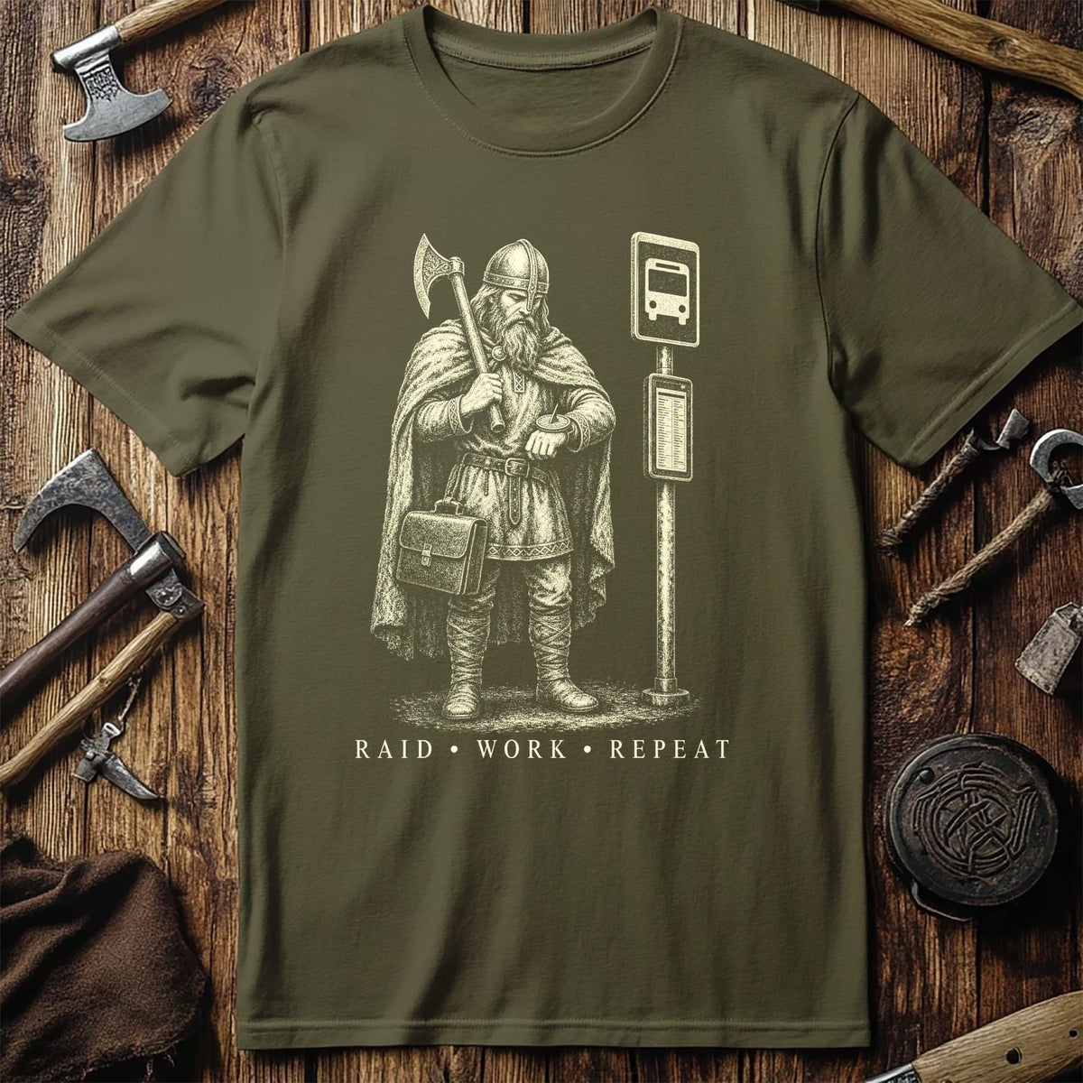 Raid · Work · Repeat Viking T-Shirt EU