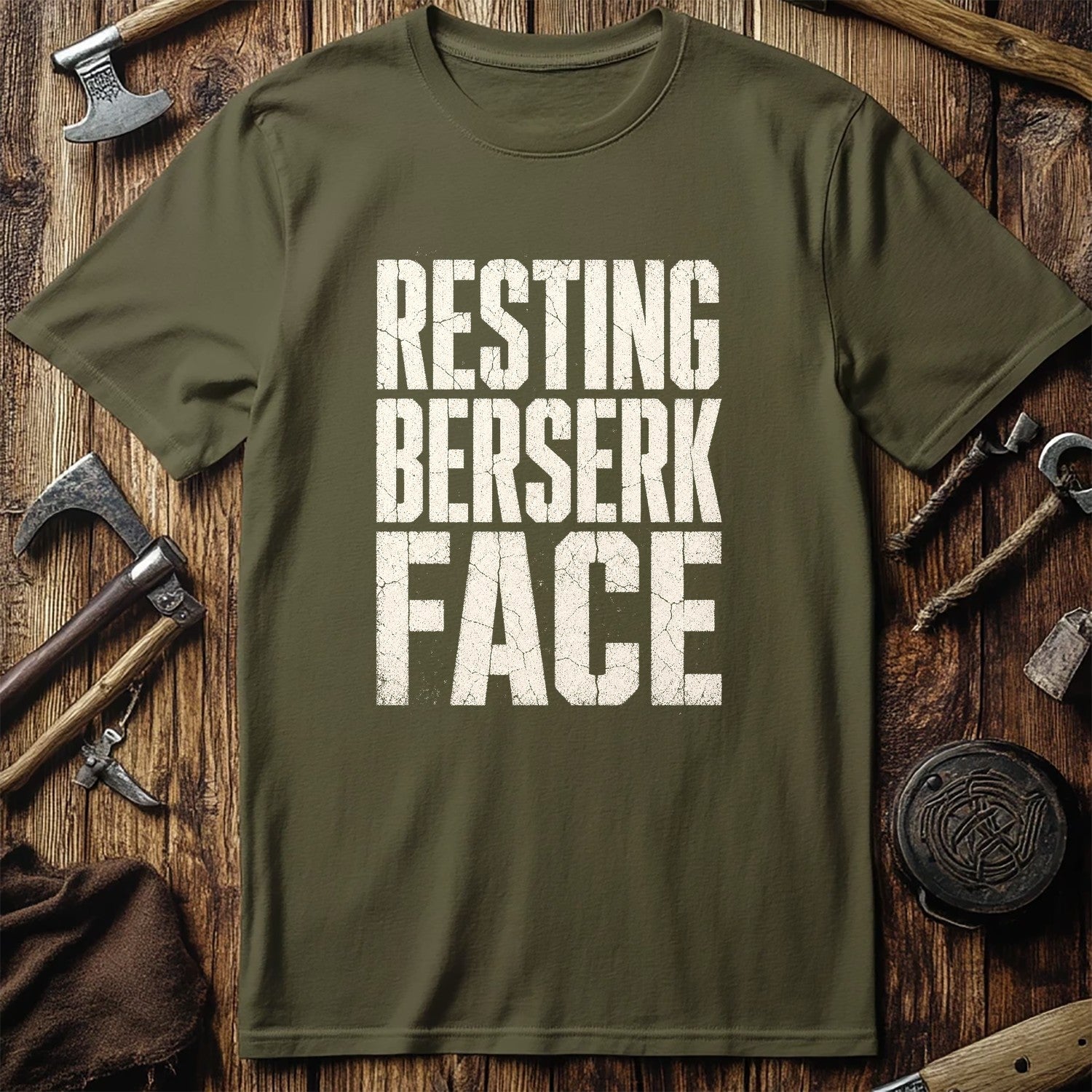 Resting Berserk Face Viking T-Shirt US