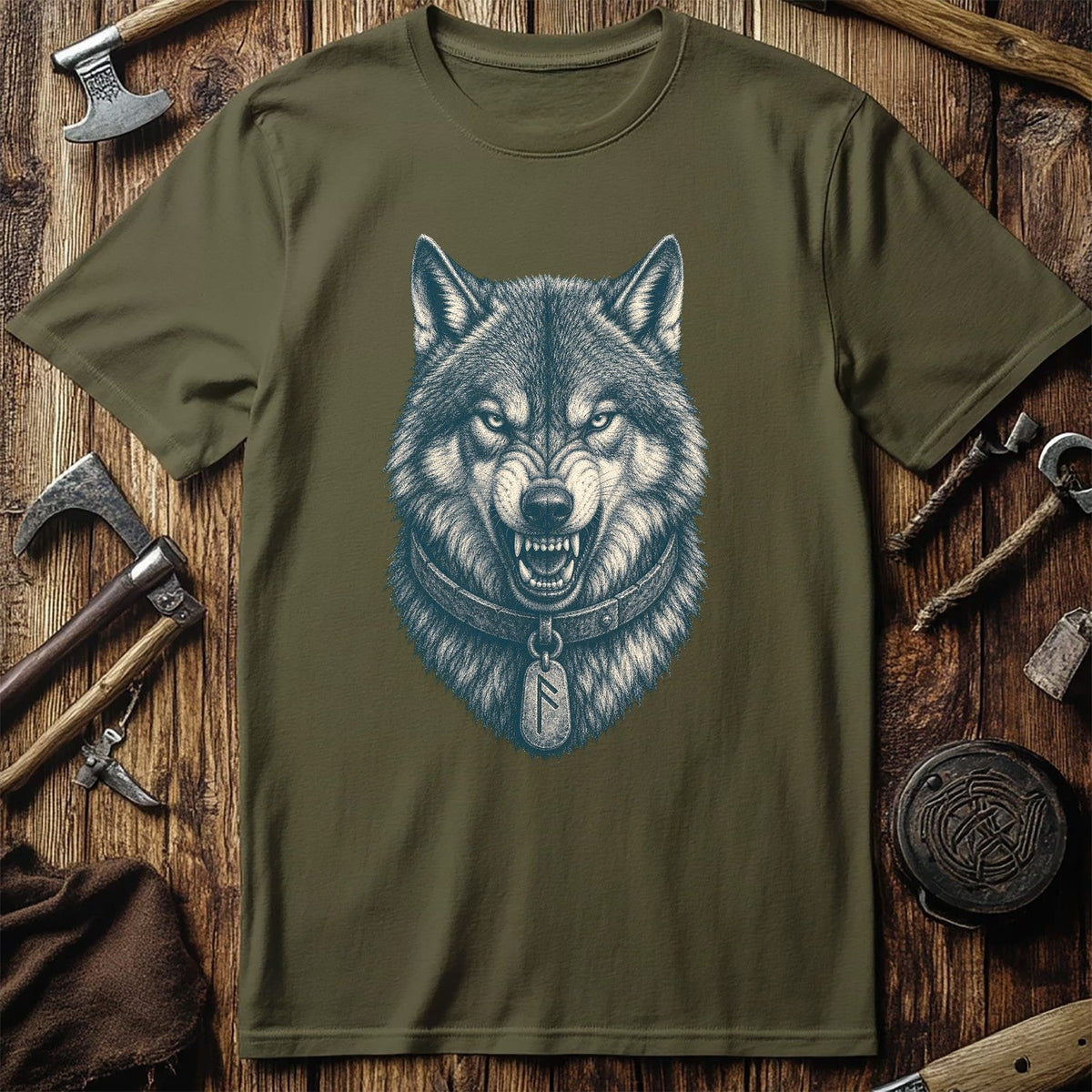 Snarling Wolf Bust Viking T-Shirt US