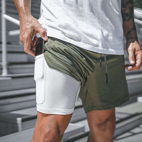 Men's Double Layer Sports Beach Shorts
