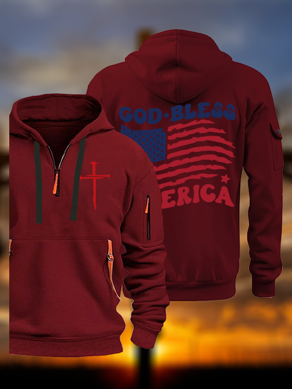 God Bless America Jesus God Christian Zipper Hoodies