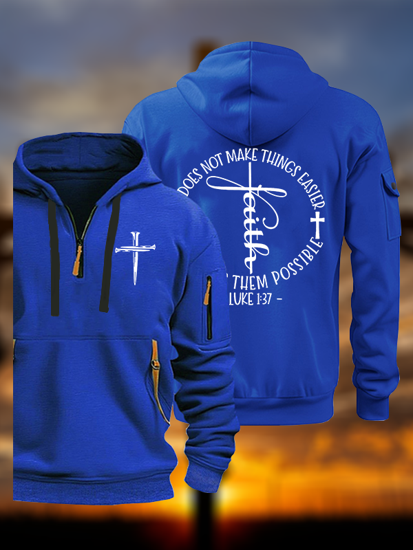 Luke 1 :37 It Does Not Make Things Easier It Make Them Possible Jesus God Christian Zipper Hoodies