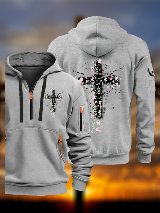 Cross Flower Jesus God Christian Zipper Hoodies