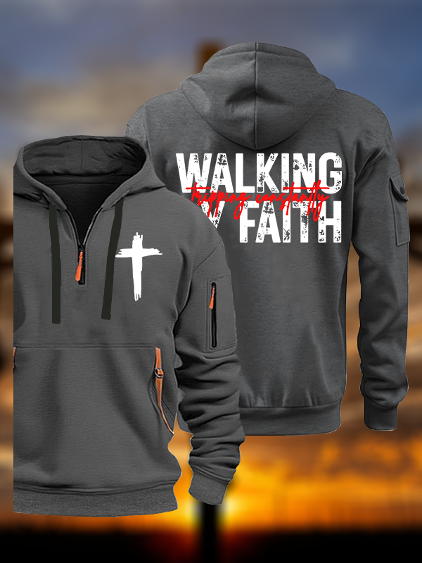 Walking By Faith Tripping Constantly Jesus God Christian Zipper Hoodies