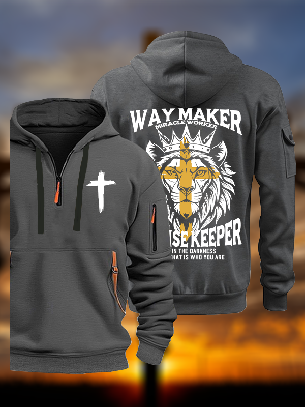 Lion Way Maker Miracle Worker Jesus God Christian Zipper Hoodies