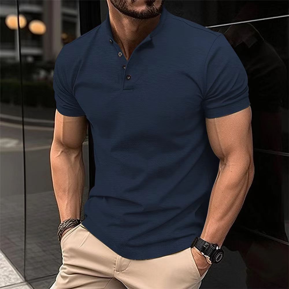 Men's Sports Henley Collar Polo Shirt
