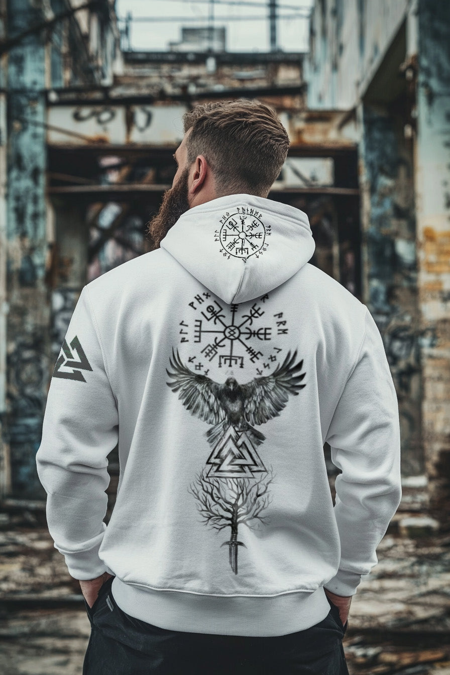 Vikings Printed Totem Vintage Unisex Casual Sports Hoodie