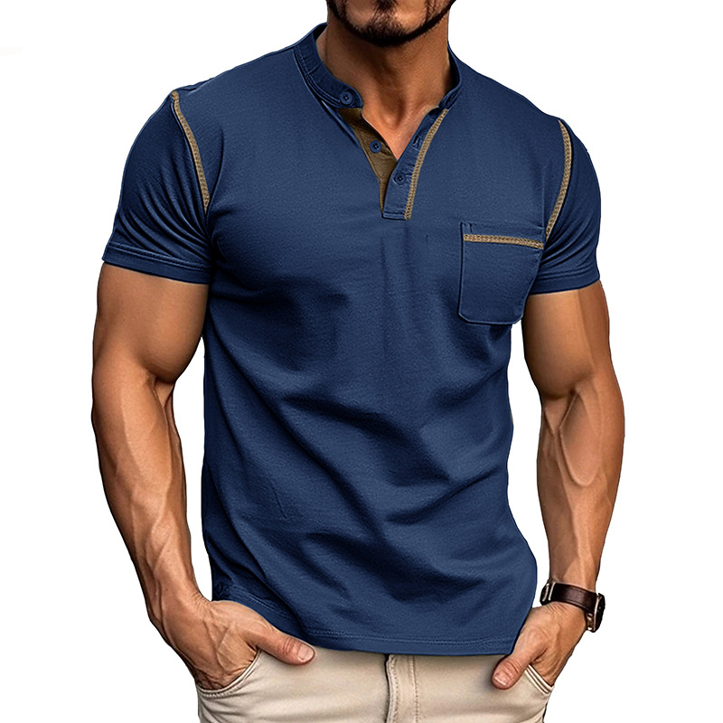 Men's Slim Fit Henley Collar Polo Shirt