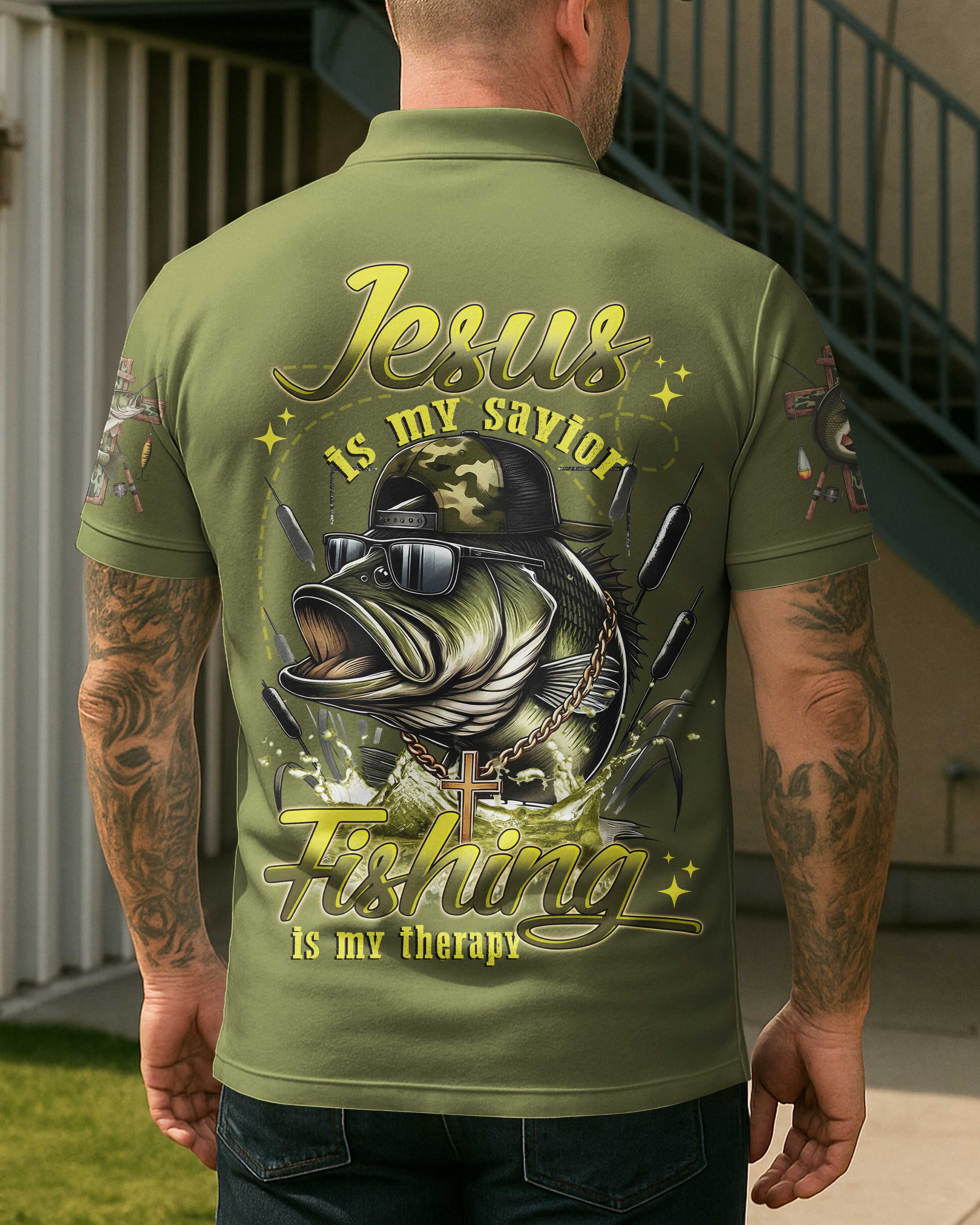 Jesus Is My Savior Fishing Is My Therapy T-Shirt
