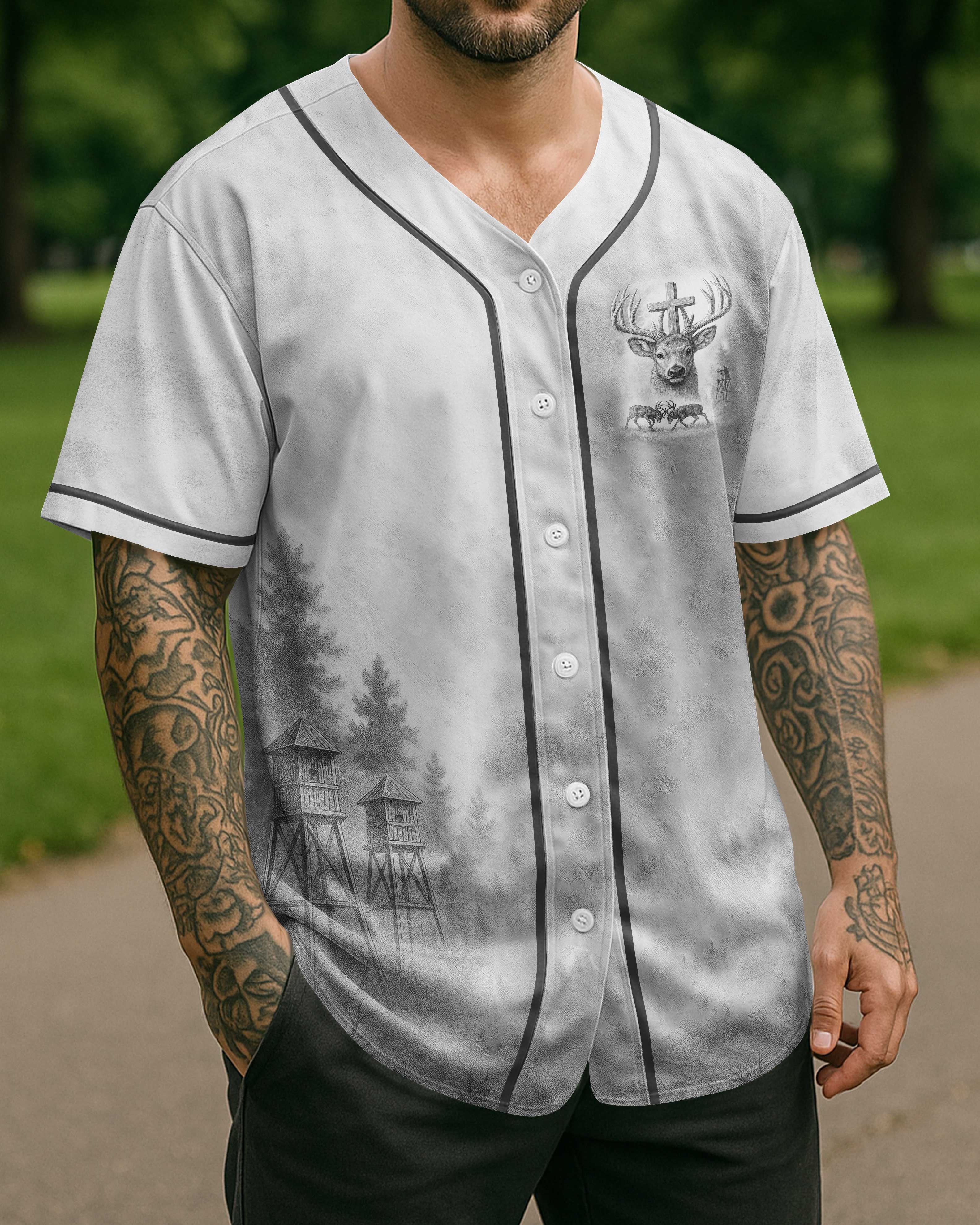 I've Got Hunting In My Veins And Jesus In My Heart All Over Print Grey T-Shirt