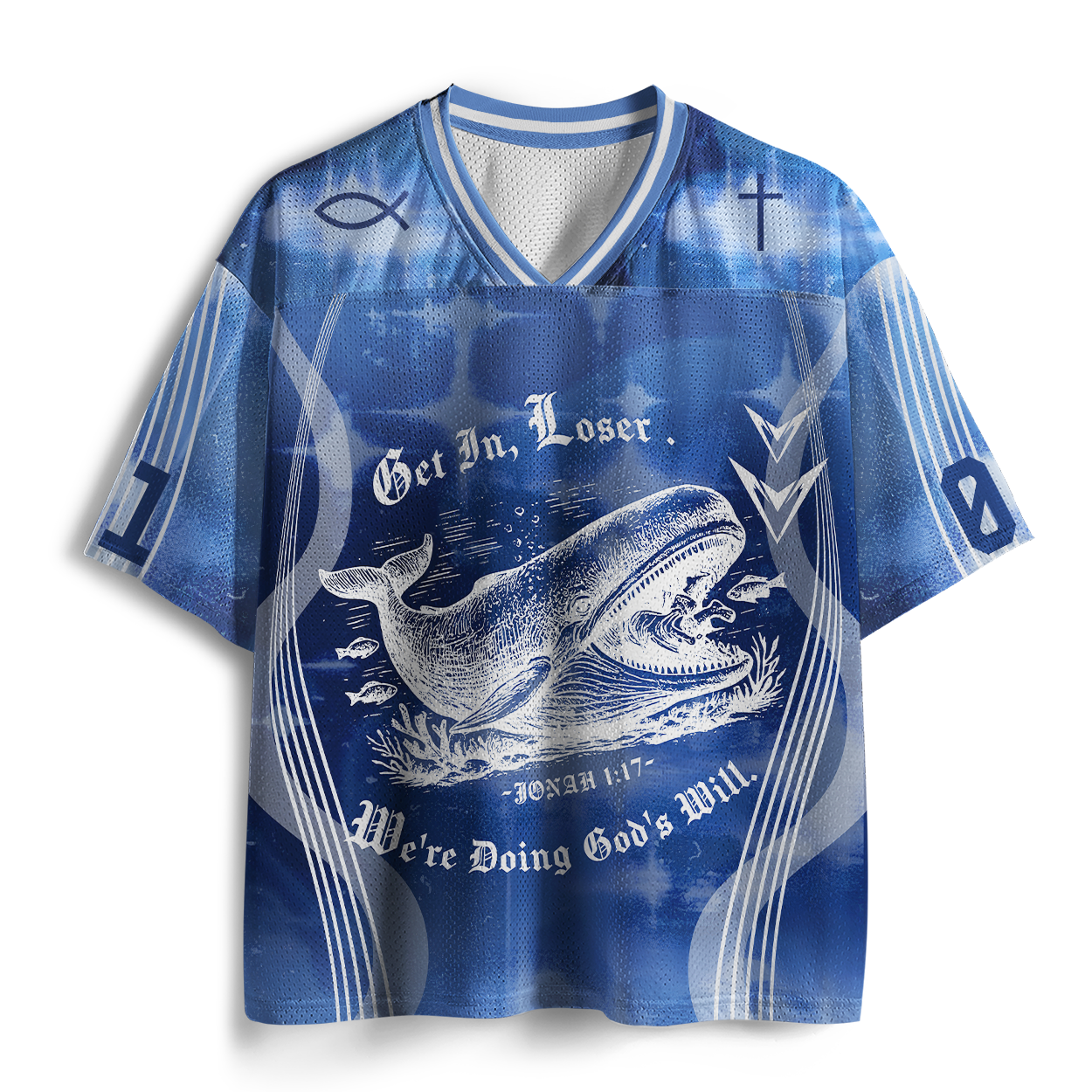Get In Loser We're Doing God's Will Christian Mesh Jersey