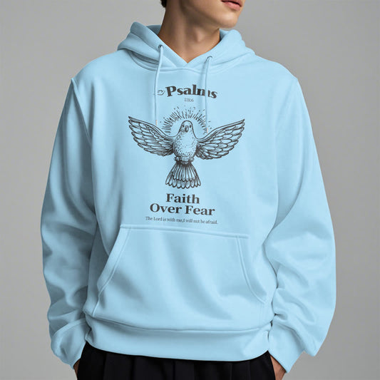 Classic Quotation Style Faith Over Fear Fleece Lined Polyester Hoodie