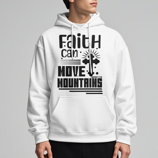 Modern Style Faith Can Move Mountains Fleece Lined Polyester Hoodie