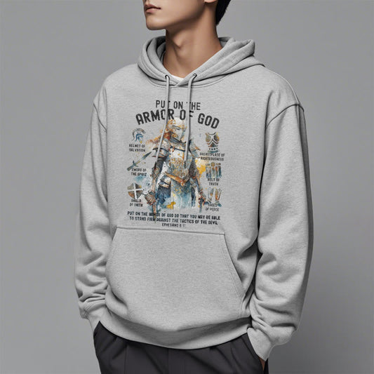 Colored Style Put On The Armor of God Fleece Lined Polyester Hoodie