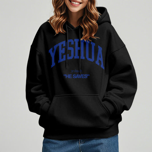 Classic Style Yeshua He Saves Fleece Lined Polyester Hoodie