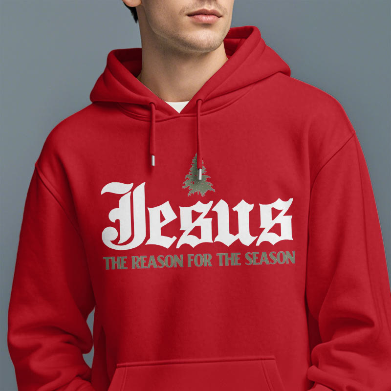 Quotation Style Jesus The Reason for the Season Fleece Lined Polyester Hoodie