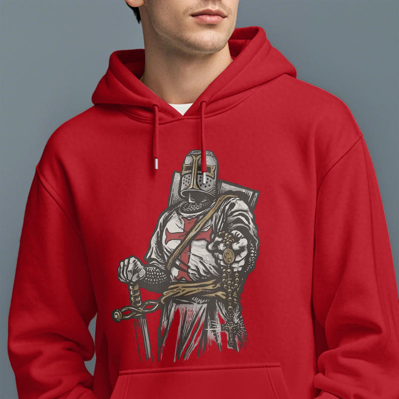 Modern Style Crusader's Valor and Faith Fleece Lined Polyester Hoodie