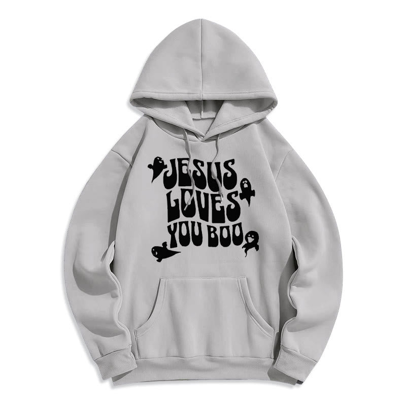 Jesus Loves You Boo Fleece Lined Polyester Hoodie