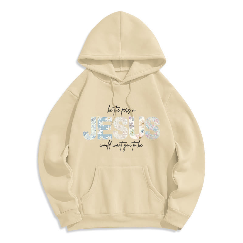 Floral Faith Jesus-Centered Fleece Lined Polyester Hoodie