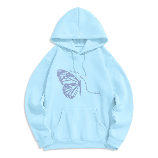 Seasons Change Lord Remains Butterfly Motif Fleece Lined Polyester Hoodie