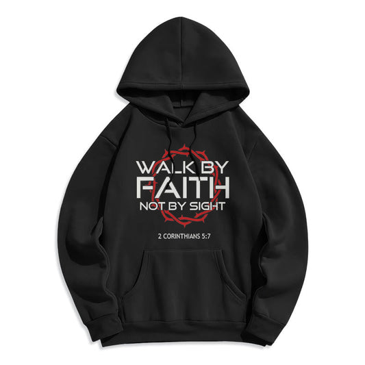 Faith-Driven Walk By Faith Fleece Lined Polyester Hoodie