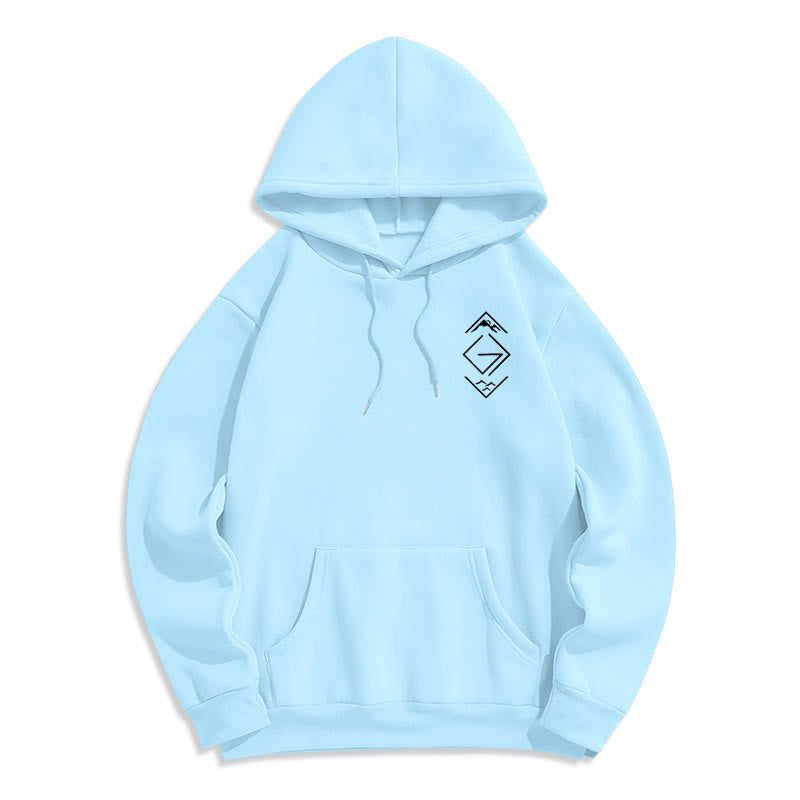 Mountain & Symbol Faith-Inspired Fleece Lined Polyester Hoodie