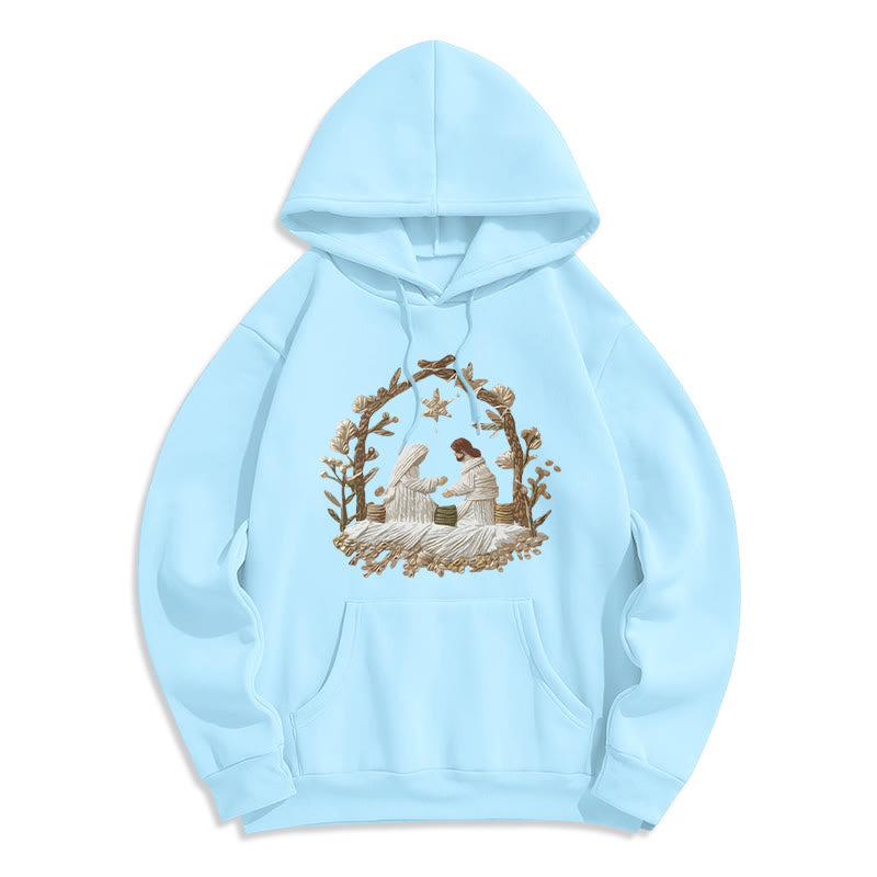Nativity Christmas Hoodie Fleece Lined Polyester Hoodie