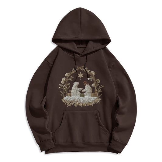 Nativity Christmas Hoodie Fleece Lined Polyester Hoodie
