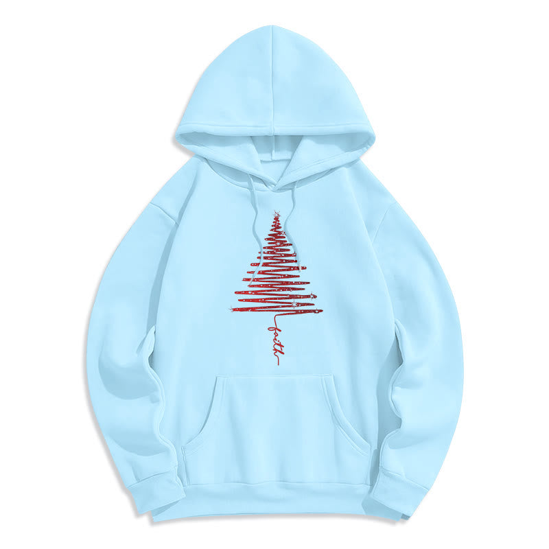 Christmas Faith Cross Graphic Fleece Lined Polyester Hoodie