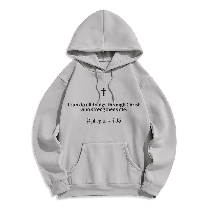 Philippians 4:13 Faith Fleece Lined Polyester Hoodie