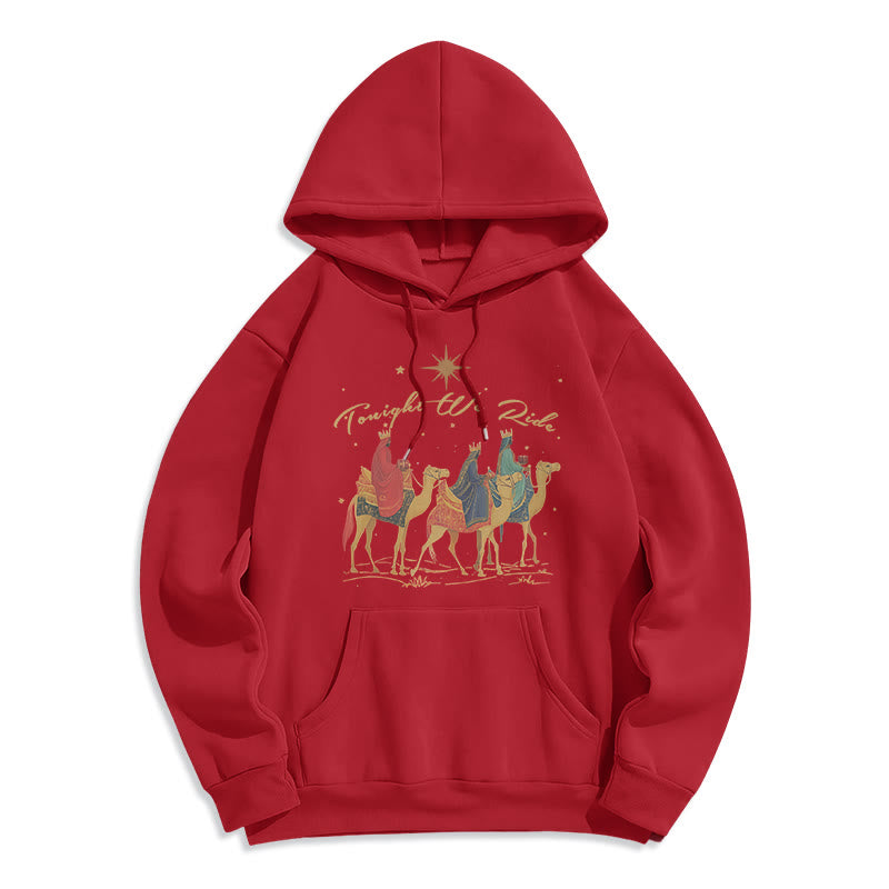 Tonight We Ride Christmas Wise Men Fleece Lined Polyester Hoodie