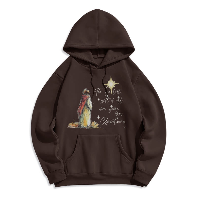 Christmas Star Themed Fleece Lined Polyester Hoodie