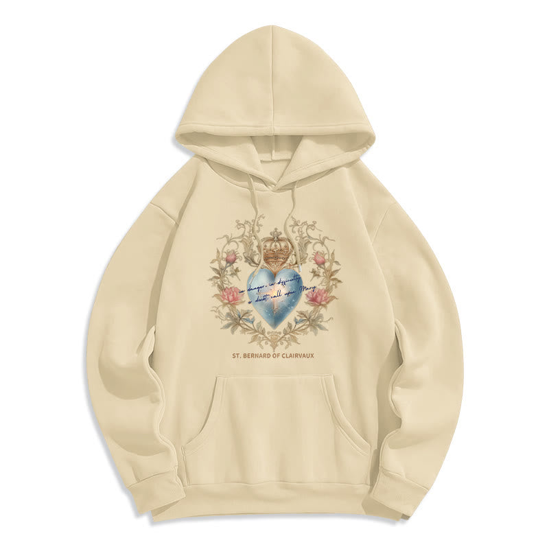 Sacred Heart & St. Bernard Fleece Lined Polyester Hoodie
