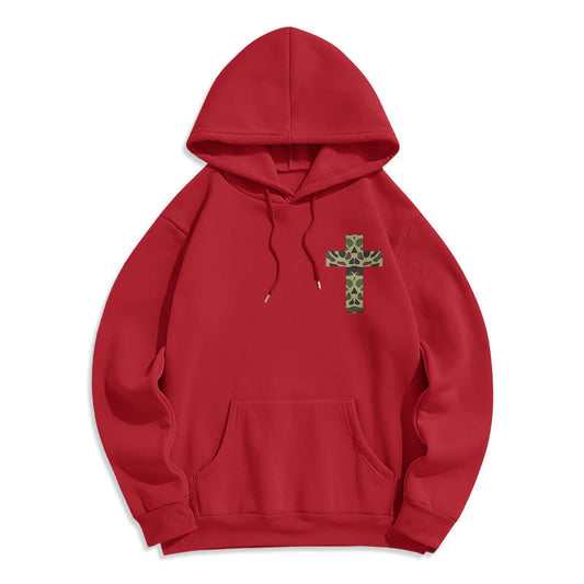 Philippians 4:13 with Camouflage Cross Fleece Lined Polyester Hoodie