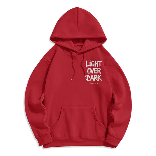 Light Over Dark John 8:12 Fleece Lined Polyester Hoodie