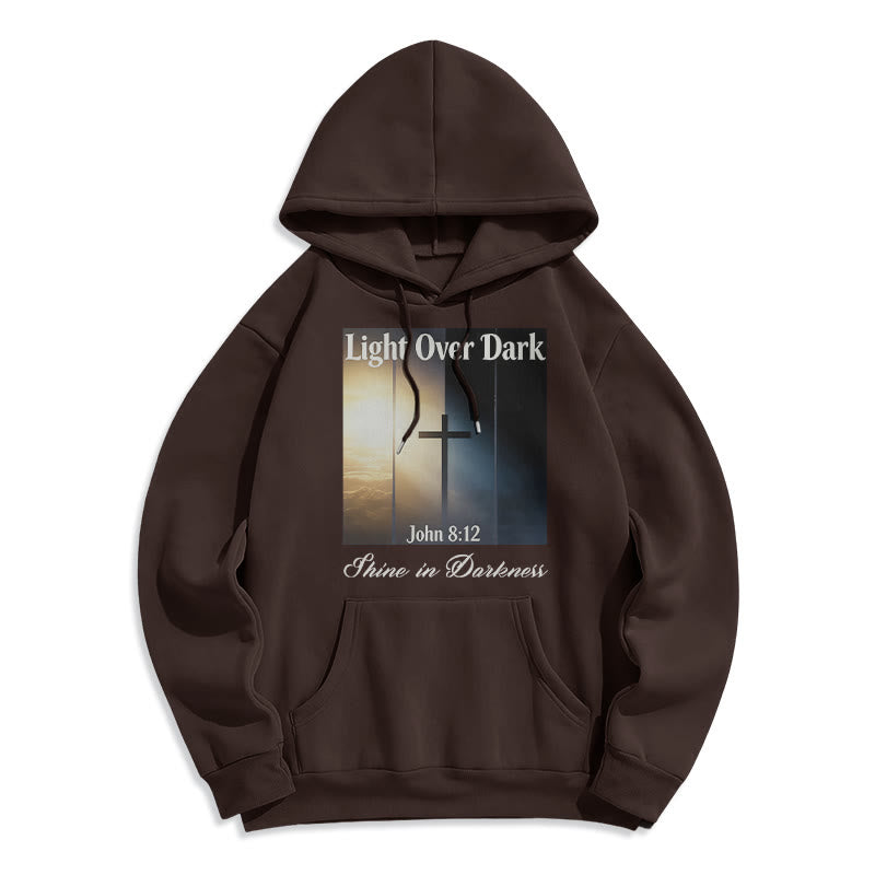 John 8:12 Shine in Darkness Fleece Lined Polyester Hoodie