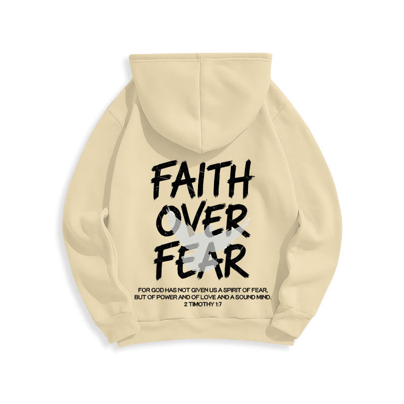Faith Over Fear 2 Timothy 1:7 Fleece Lined Polyester Hoodie