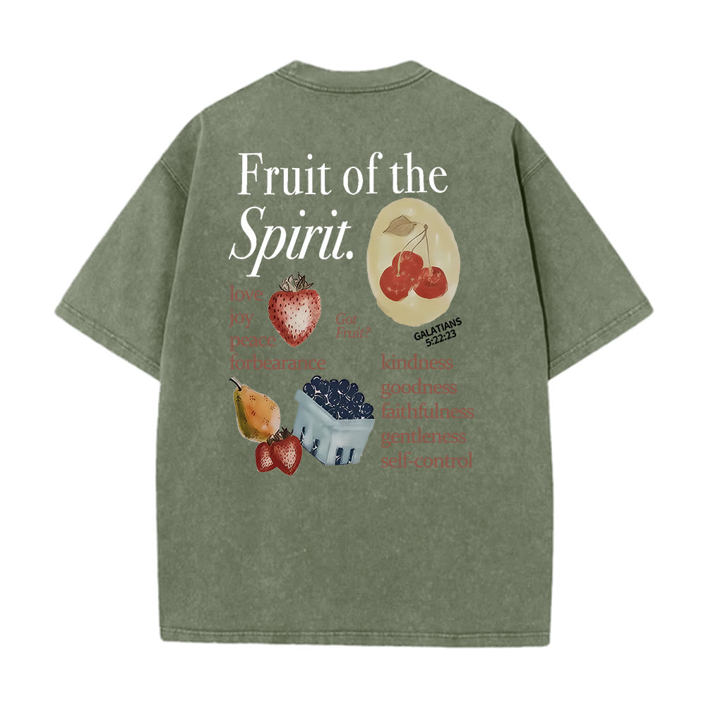 Christianartworkshop Fruit Of The Spirit Double Sided Unisex Washed T-shirt
