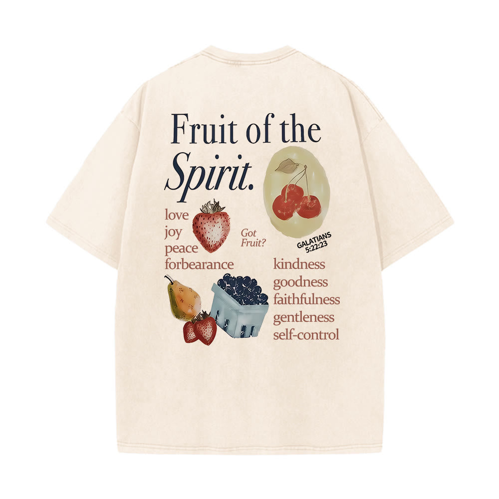 Christianartworkshop Fruit Of The Spirit Double Sided Unisex Washed T-shirt