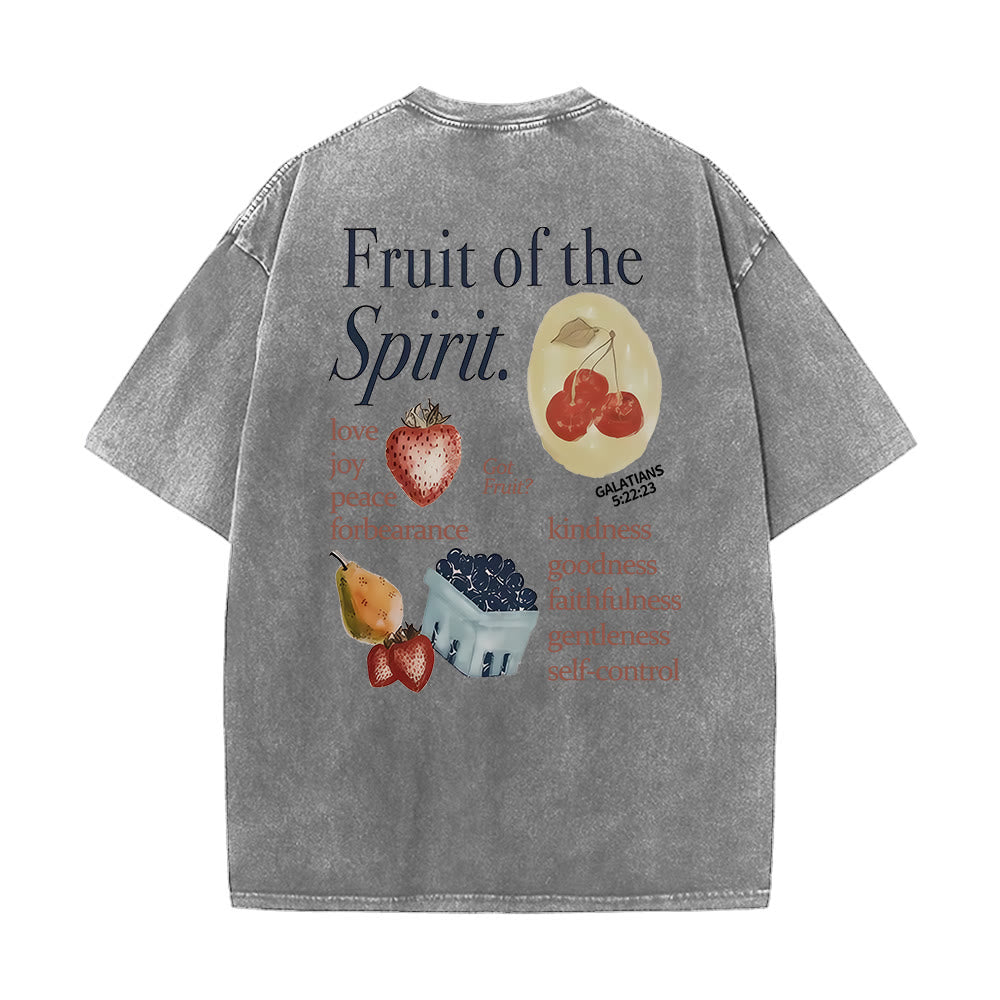 Christianartworkshop Fruit Of The Spirit Double Sided Unisex Washed T-shirt