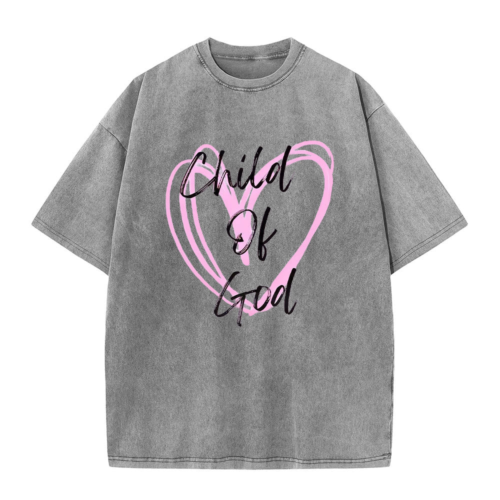 Christianartworkshop Romantic Child of God with Sacred Heart Unisex Washed T-Shirt