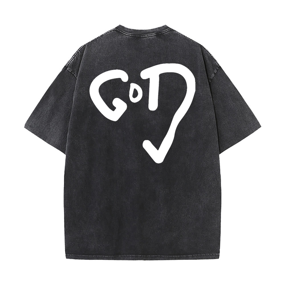 Christianartworkshop God Heart Unisex Washed T-shirt