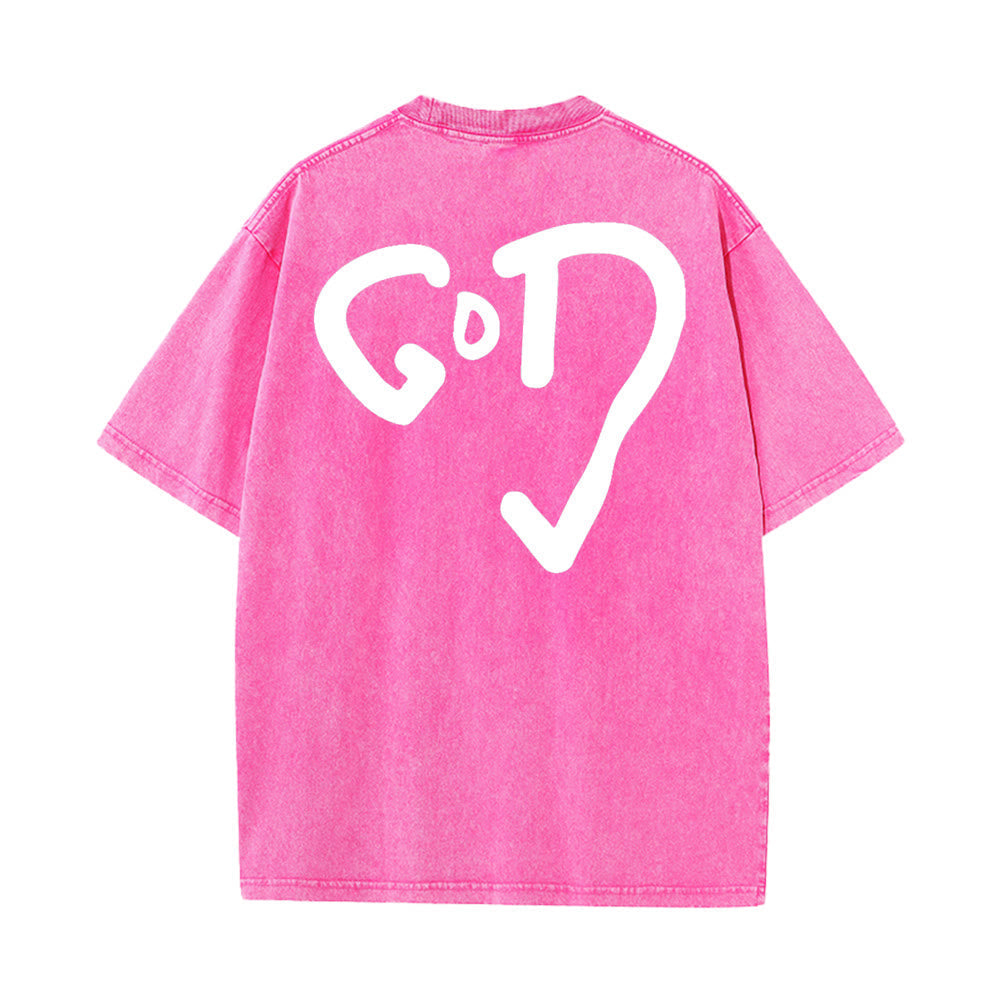 Christianartworkshop God Heart Unisex Washed T-shirt