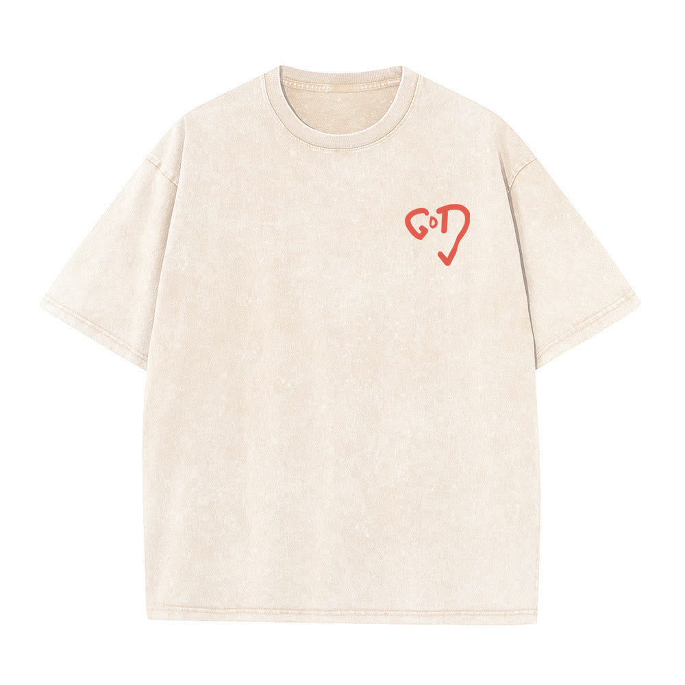 Christianartworkshop God Heart Unisex Washed T-shirt