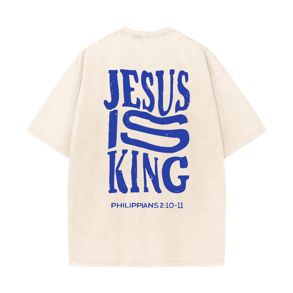 Christianartworkshop Jesus Is King Graphic Unisex Washed T-Shirt