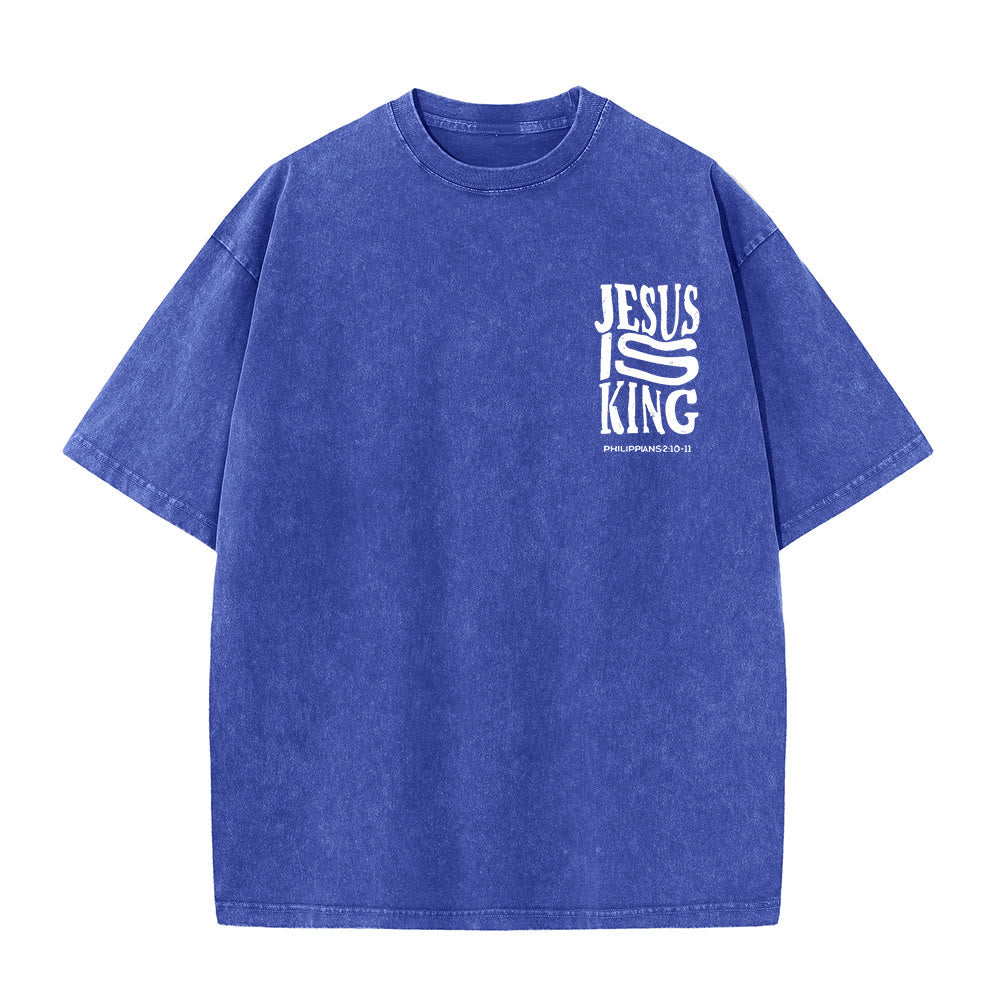 Christianartworkshop Jesus Is King Graphic Unisex Washed T-Shirt