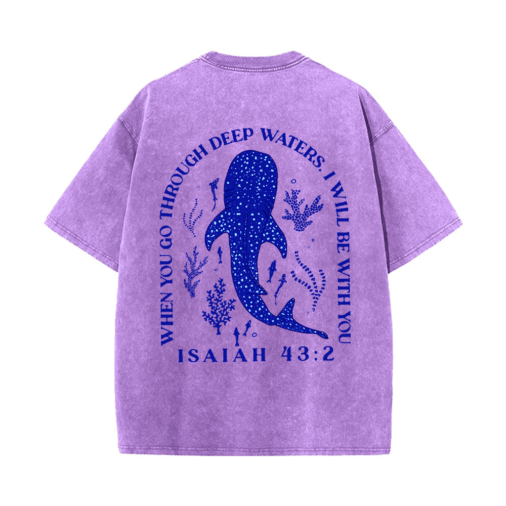 Christianartworkshop I Will Be With You Double Sided Unisex Washed T-shirt