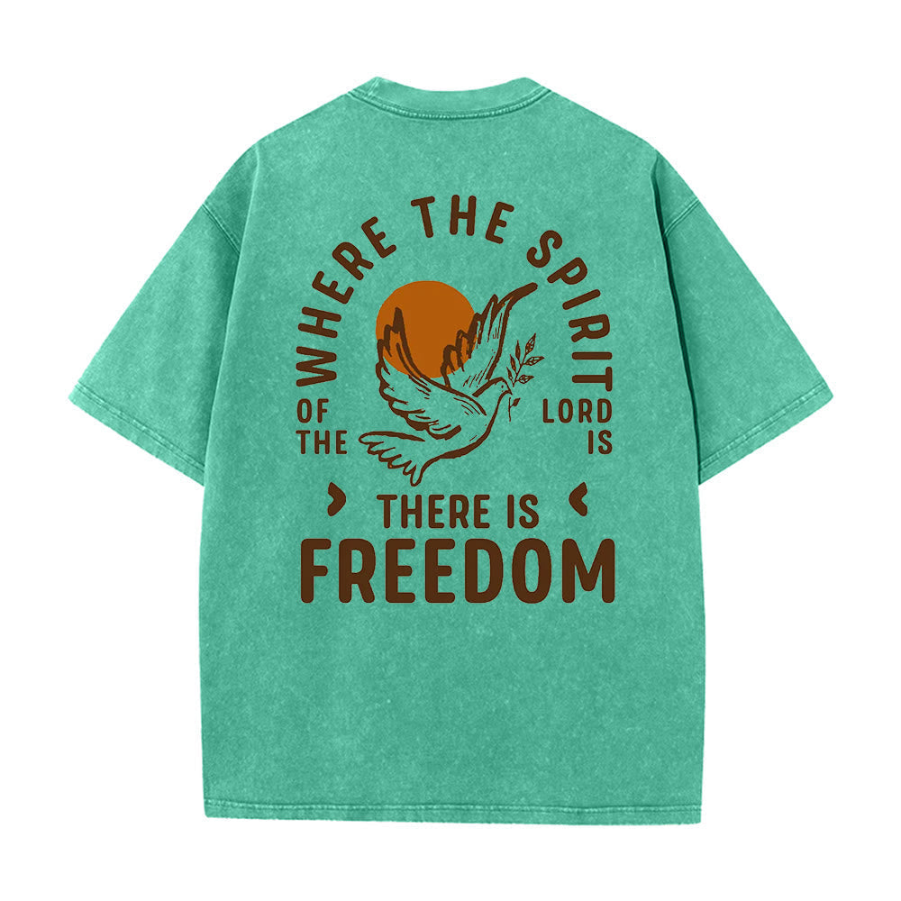Christianartworkshop Spirit of the Lord and Freedom Unisex Washed T-Shirt