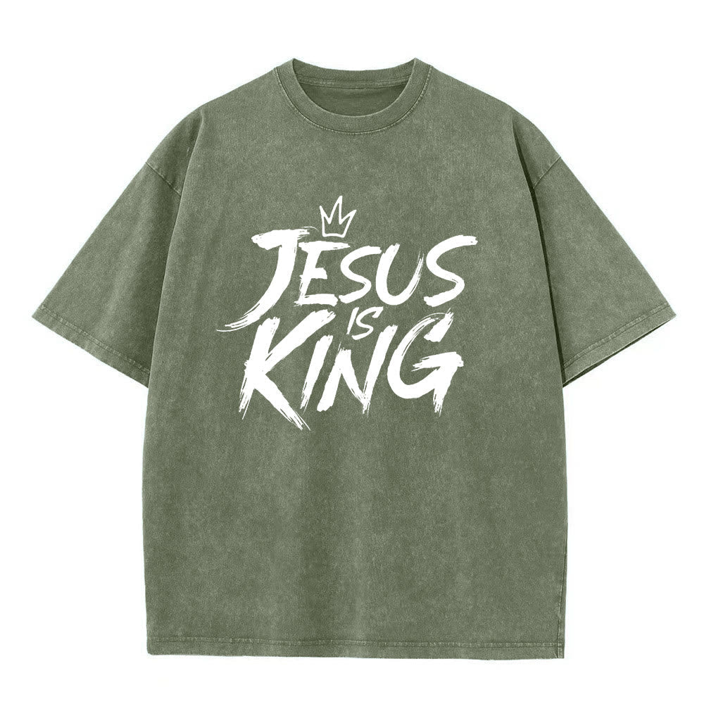 Christianartworkshop Jesus Is King Unisex Washed T-Shirt