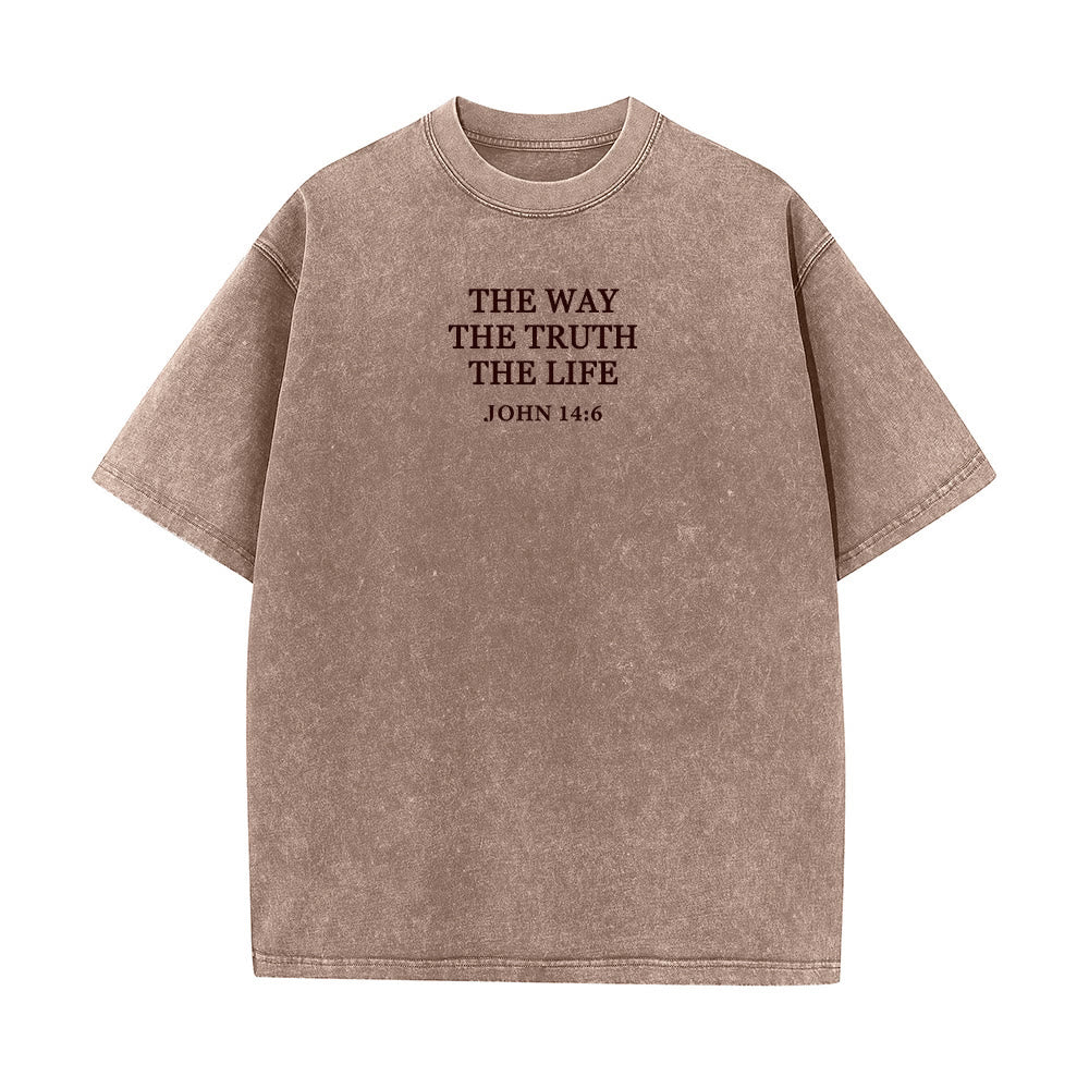 Christianartworkshop Jesus is The Way The Truth The Life - John 14:6 Washed T-Shirt